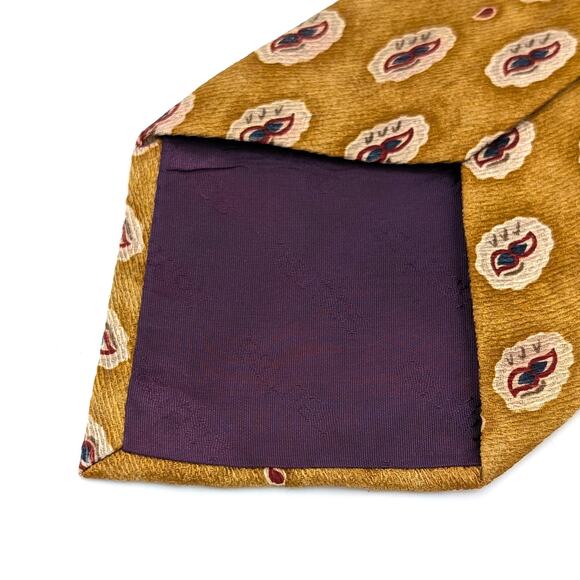 Vintage Nautica Silk Tie Gold Abstract Geometric Preppy 90s Retro Made in USA - Picture 5 of 9